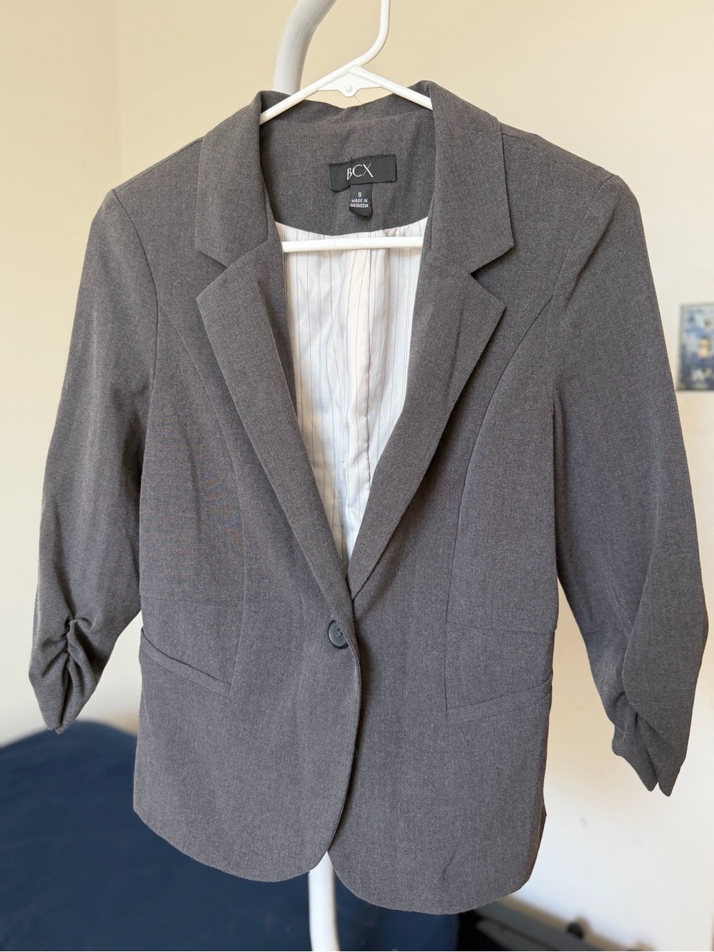 BCX Women's Charcoal Gray Single-Button Blazer